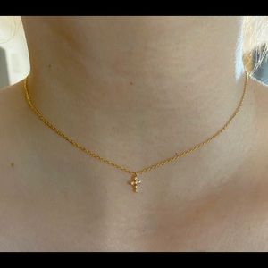 Dainty Gold Cubic Zirconia Cross Necklace